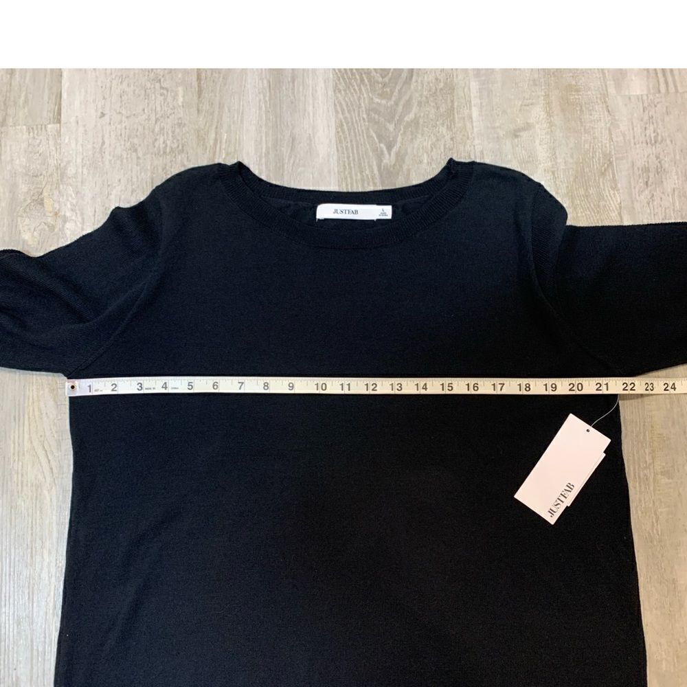 NWT Just Fab black open sleeve tie sweater size L - Picture 3 of 14
